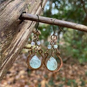 Bronze and Fluorite Hoops